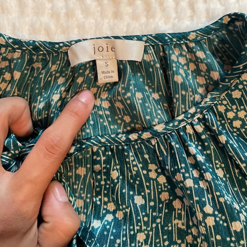 Joie | Women’s Jevan Satin Top | Teal Floral Sleeveless Top | Women’s Top | NWOT - Picture 10 of 12